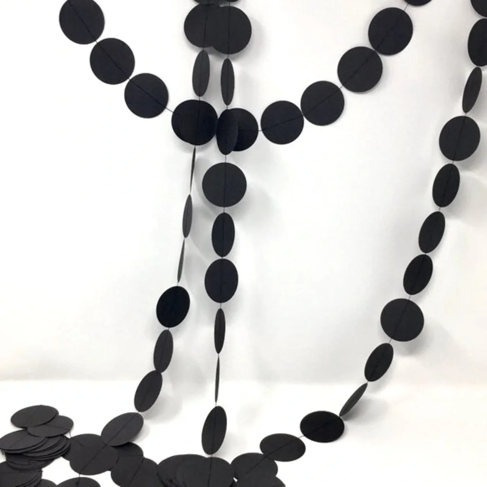 Black Dark Grey Round Paper Large Circle Party Halloween Extra Long Garland